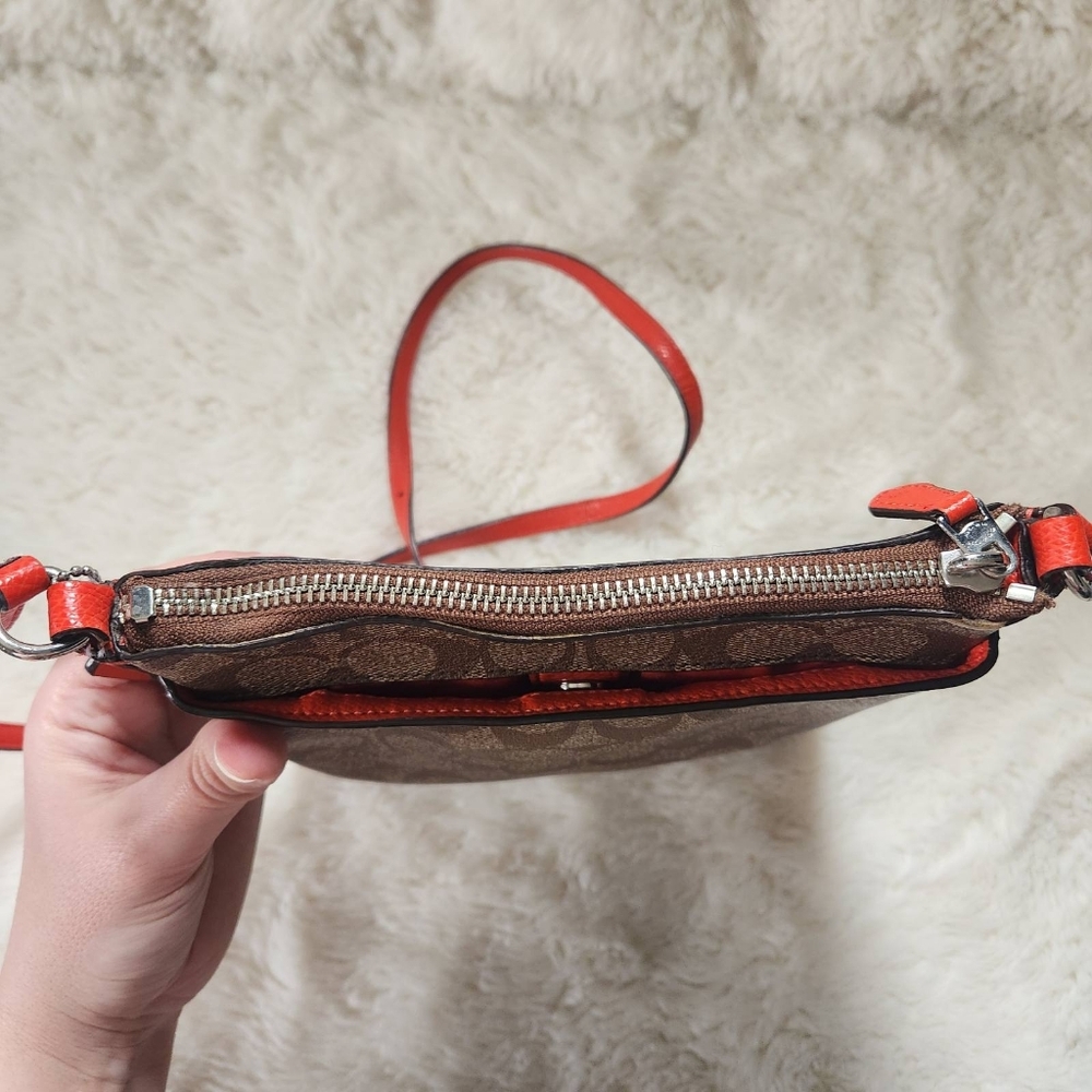 2015 COACH North/South Crossbody Signature Canvas – Khaki/Orange (Like New) - Picture 10 of 16